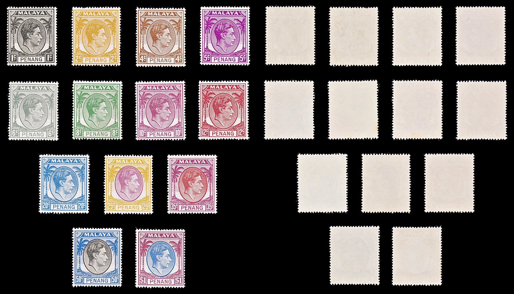 8467: Penang SG3/20 Part Set ½d-$1 1949 Sc#3/20 Mi3/20 Mint MNH C£76