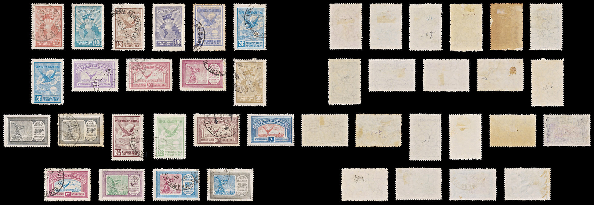 8468: Argentina SG558/576 Set of 18 1928 Sc#C1/C19 Mi313/331 Used C£101