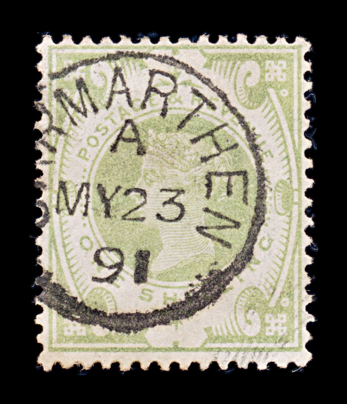 8469: GB SG211 1s Dull green 1887 Sc#122 Mi97a Used C£80