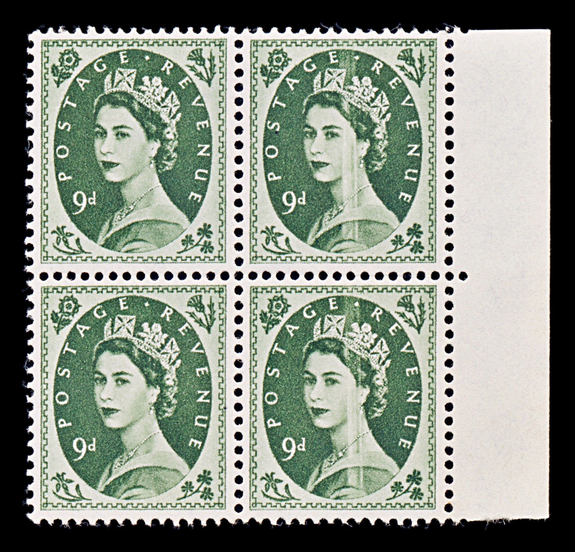 8478: GB SG582 9d Bronze Green. Major Error 1959 Sc#365 Mi330xX Mint MNH