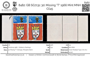 8482: GB SG713c 3d. Missing 