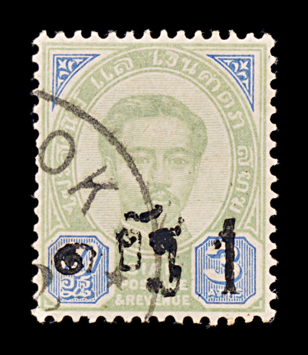 8508: Thailand SG24 1a Green & Blue 1889 Sc#21 Mi17I Used C£13