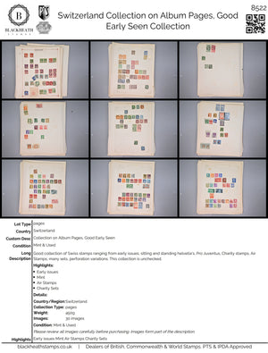 8522 Switzerland: Collection on Album Pages, Good Early Seen. Mint & Used. 32 Images
