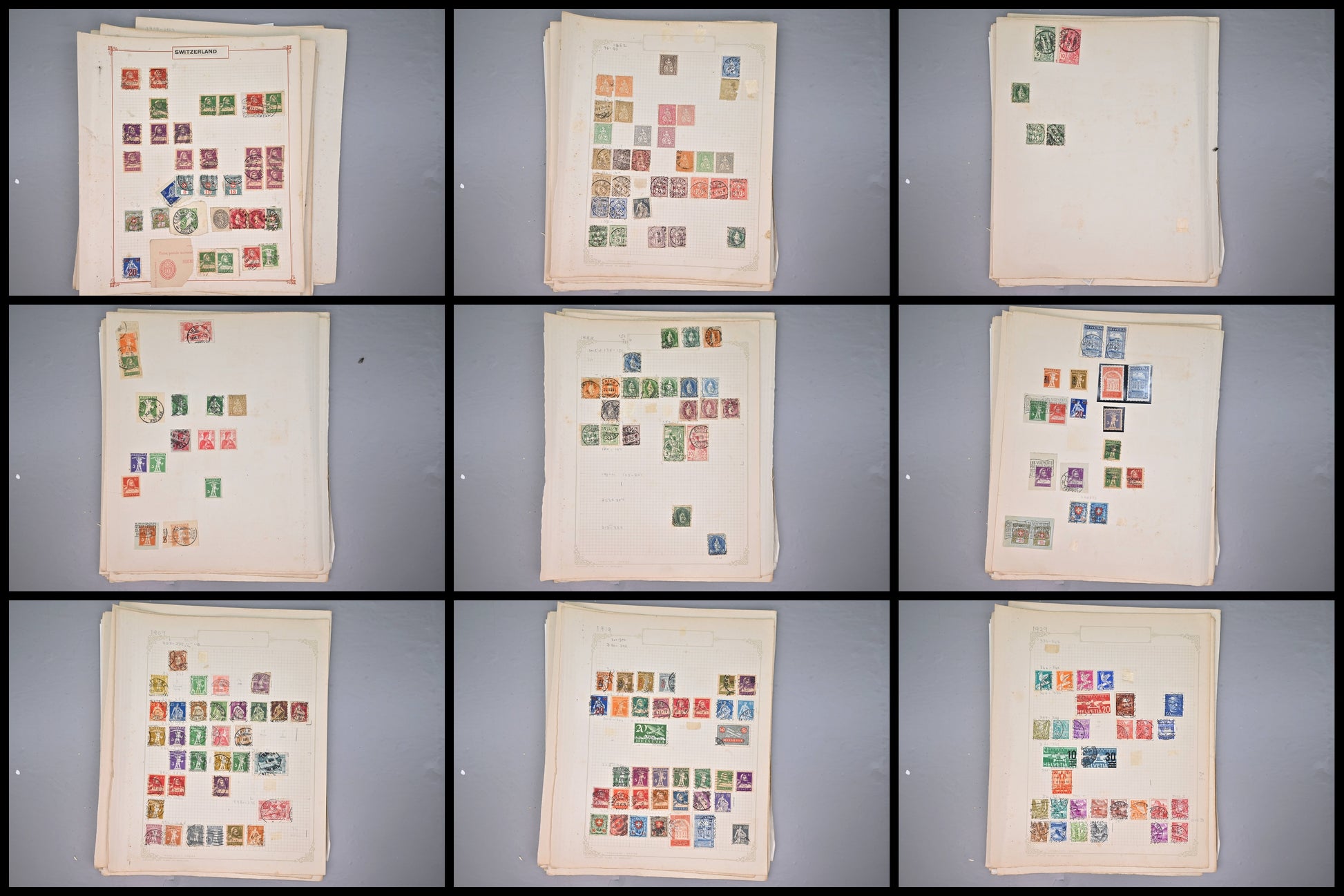 8522 Switzerland: Collection on Album Pages, Good Early Seen. Mint & Used. 32 Images
