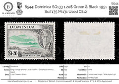 8544: Dominica SG133 1.20$ Green & Black 1951 Sc#135 Mi131 Used C£12, view 1