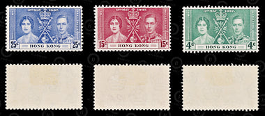 8557: Hong Kong SG137-139 Coronation Set of 3 1937 Sc#151-153 Mi136-138 Mint MLH C£20, image 2