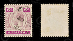 8559: Malta SG102 6d Bright purple & Dull purple 1922 Sc#71 Mi61 Used C£85, view 2