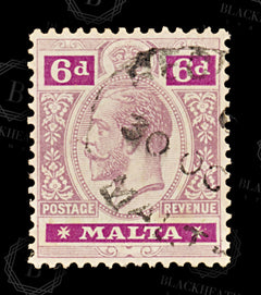 8559: Malta SG102 6d Bright purple & Dull purple 1922 Sc#71 Mi61 Used C£85, view 3