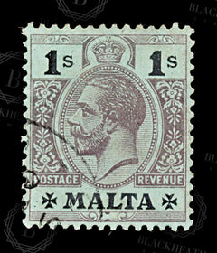 8560: Malta SG81b 1s Black 1918 Sc#59a Mi49y Used C£40, view 3