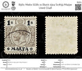 8561: Malta SG81 1s Black 1914 Sc#59 Mi49w Used C£48