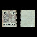 8562: Malta SG81a 1s Black 1915 Sc#62 Mi49x Used C£28