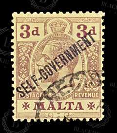 8564: Malta SG108 3d Purple 1922 Sc#79 Mi71 Used C£28, view 3