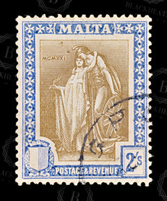 8566: Malta SG135 2s Brown & Blue 1922 Sc#110 Mi92 Used C£25, view 3
