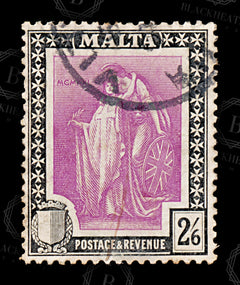 8567: Malta SG136 2'6s Black & Bright magenta 1922 Sc#111 Mi93 Used C£15, view 3