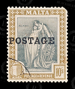 8570: Malta SG156 10s Brown & Slate grey 1926 Sc#129 Mi114 Used C£22, view 3
