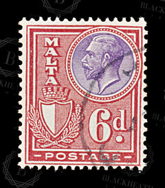8573: Malta SG165 6d Violet & Scarlet 1926 Sc#140 Mi124 Used C£11, view 3