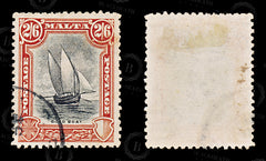 8576: Malta SG169 2'6s Black & Vermilion 1926 Sc#144 Mi128 Used C£55, view 2