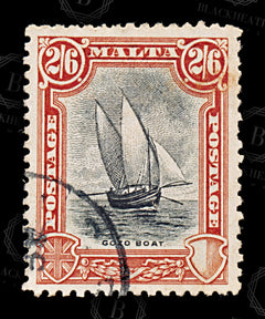 8576: Malta SG169 2'6s Black & Vermilion 1926 Sc#144 Mi128 Used C£55, view 3