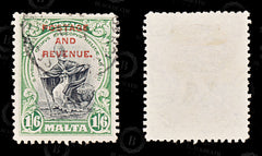 8577: Malta SG187 1'6s Green & Black 1928 Sc#161 Mi144 Used C£14, view 2