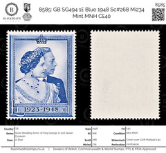 8585: GB SG494 1£ Blue 1948 Sc#268 Mi234 Mint MNH C£40, view 1