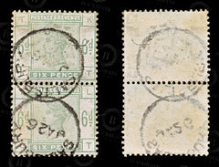 8587: GB SG194 6d Dull Green Pair 1884 Sc#105 Mi79 Used C£480, view 2