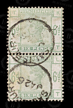 8587: GB SG194 6d Dull Green Pair 1884 Sc#105 Mi79 Used C£480, view 3