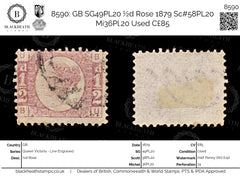 8590: GB SG49PL20 ½d Rose 1879 Sc#58PL20 Mi36Pl.20 Used C£85, view 1