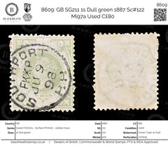 8609: GB SG211 1s Dull green 1887 Sc#122 Mi97a Used C£80, view 1