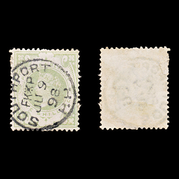 8609: GB SG211 1s Dull green 1887 Sc#122 Mi97a Used C£80