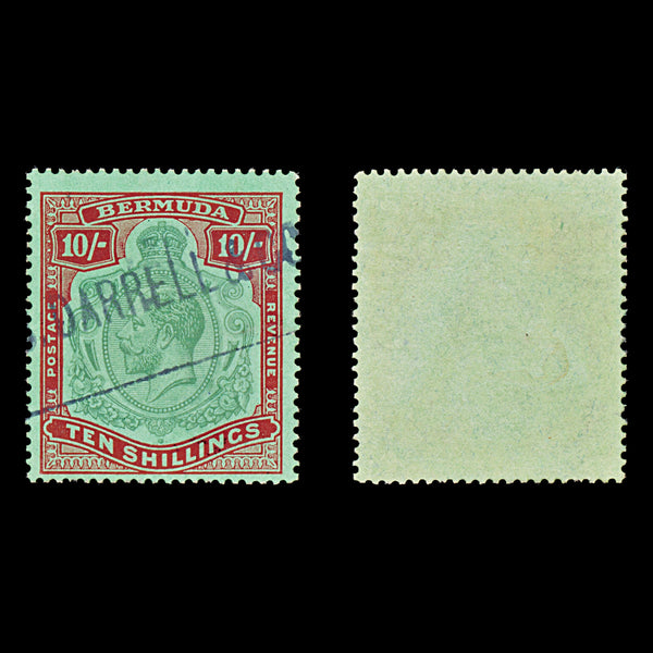 8613: Bermuda SG92g 10s - Bermudian shilling Dark red & Dull green 1931 Sc#96a Mi83b Used C£275