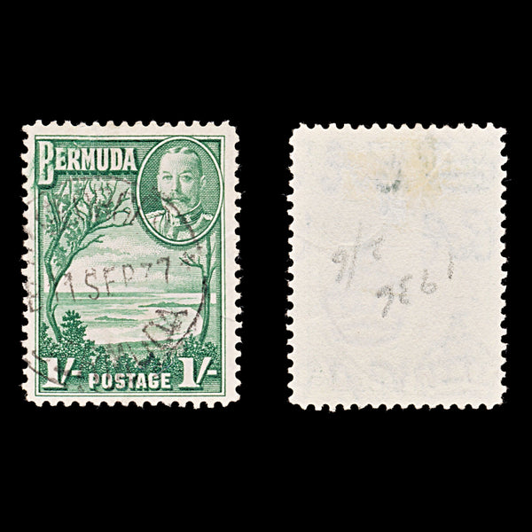 8615: Bermuda SG105 1s - Bermudian shilling Deep green 1936 Sc#113 Mi96 Used C£25