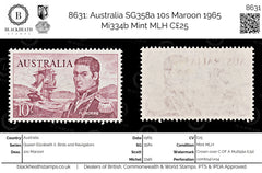 8631: Australia SG358a 10s Maroon 1965 Mi334b Mint MLH C£25, view 1