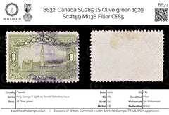 8632: Canada SG285 1$ Olive green 1929 Sc#159 Mi138 Filler C£85, view 1