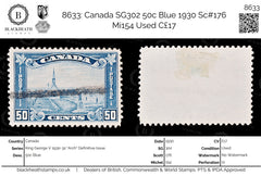 8633: Canada SG302 50c Blue 1930 Sc#176 Mi154 Used C£17, view 1