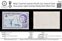 8634: Cayman Islands SG176 1'9s Violet & Dark blue green 1962 Sc#164 Mi165 Mint MNH C£21, view 1