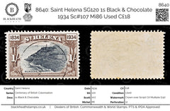 8640: Saint Helena SG120 1s Black & Chocolate 1934 Sc#107 Mi86 Used C£18, view 1