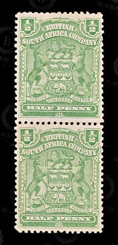 8642: South Africa Company SG75 ½d Green Vert. Pair 1898 Sc#59 Mi58 Mint MLH C£36, view 3