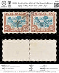8662: South Africa SG121 2*2'6s Green & Brown 1949 Sc#63 Mi201-202 Used C£30