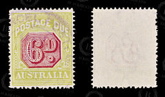 8668: Australia SGD97 6d Green & Pink 1922 Sc#J56 MiP48A Used C£16, view 2