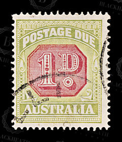 8669: Australia SGD100 1d Green & Pink 1931 Sc#J58a MiP50C Used C£11, view 3