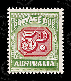 8673: Australia SGD124 5d Green & Pink 1948 Sc#J76 MiP68 Used C£13, view 3