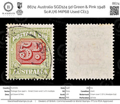 8674: Australia SGD124 5d Green & Pink 1948 Sc#J76 MiP68 Used C£13, view 1