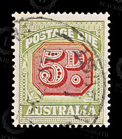 8674: Australia SGD124 5d Green & Pink 1948 Sc#J76 MiP68 Used C£13, view 3