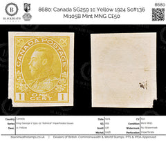 8680: Canada SG259 1c Yellow 1924 Sc#136 Mi105B Mint MNG C£50, view 1