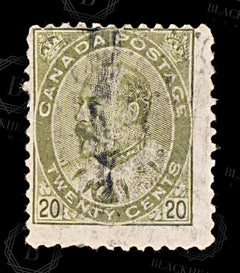 8686: Canada SG186 20c Deep olive green 1904 Sc#94i Used C£38, view 3