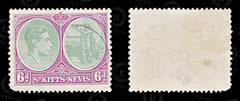 8702: St Kitts Nevis SG74 6d Bright purple & Dull green 1938 Sc#85a Mi78Ca Used C£16, view 2