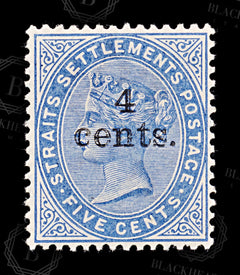 8703: Straits Settlements SG107 4c Blue 1899 Sc#89 Mi75 Mint MNH C£15, view 3