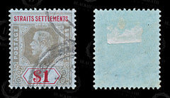8704: Straits Settlements SG210 1$ Red & Black 1914 Sc#165 Mi149 Used C£18, view 2