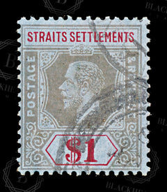 8704: Straits Settlements SG210 1$ Red & Black 1914 Sc#165 Mi149 Used C£18, view 3