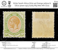 8709: South Africa SG10 4d Orange yellow & Olive green 1913 Sc#9 Mi9 Mint MH C£10